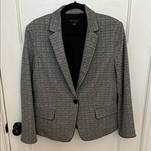 Ann Taylor Black and Gray Checkered Blazer Size 14